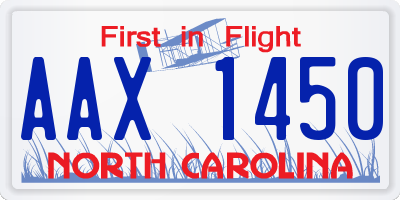 NC license plate AAX1450