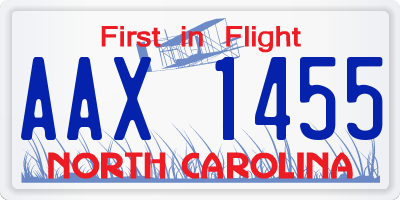 NC license plate AAX1455