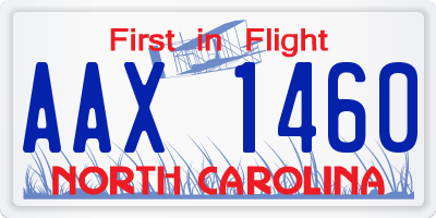 NC license plate AAX1460