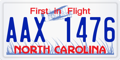 NC license plate AAX1476