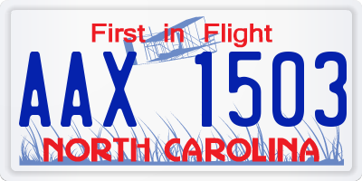 NC license plate AAX1503