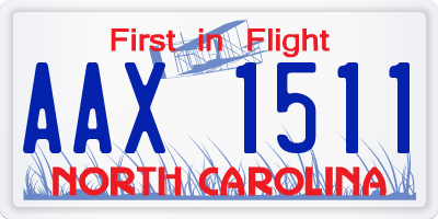 NC license plate AAX1511