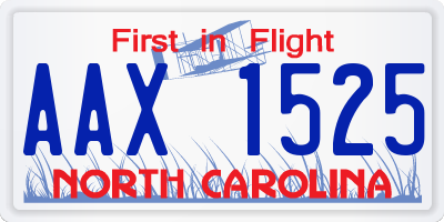 NC license plate AAX1525