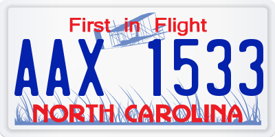 NC license plate AAX1533