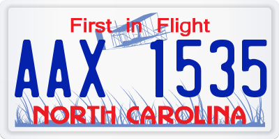 NC license plate AAX1535