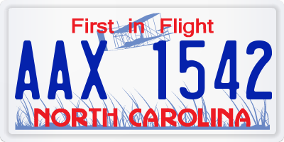 NC license plate AAX1542