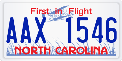 NC license plate AAX1546