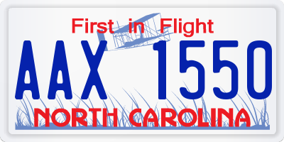 NC license plate AAX1550
