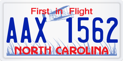 NC license plate AAX1562
