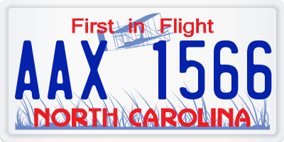 NC license plate AAX1566