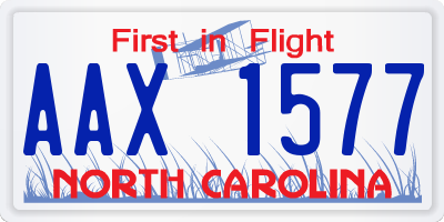 NC license plate AAX1577