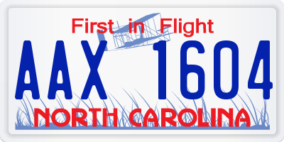 NC license plate AAX1604
