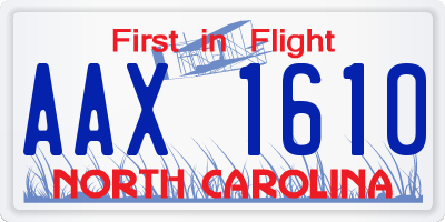 NC license plate AAX1610