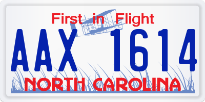 NC license plate AAX1614