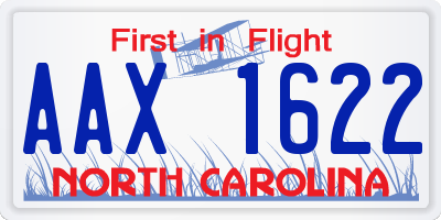 NC license plate AAX1622