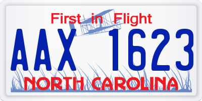 NC license plate AAX1623