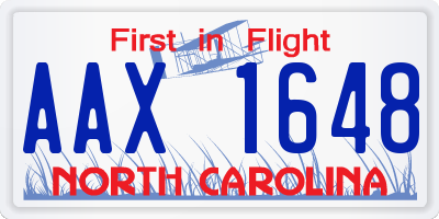 NC license plate AAX1648