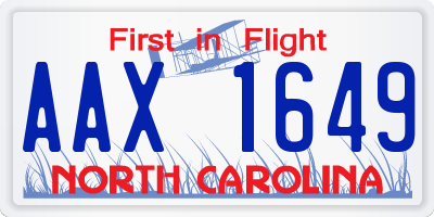 NC license plate AAX1649