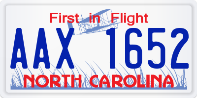 NC license plate AAX1652