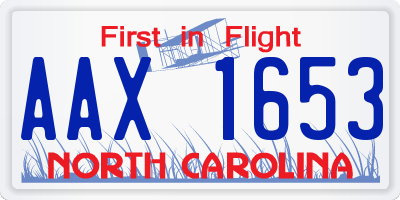 NC license plate AAX1653