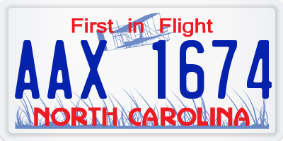 NC license plate AAX1674