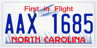 NC license plate AAX1685