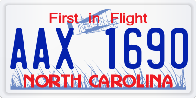 NC license plate AAX1690