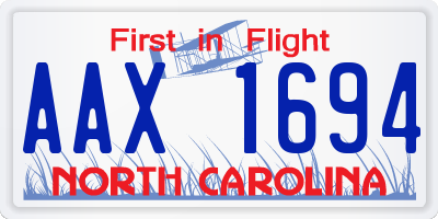 NC license plate AAX1694