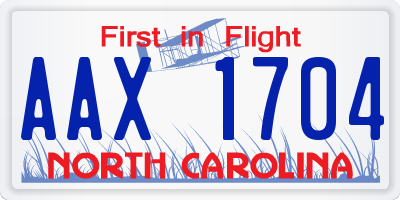 NC license plate AAX1704
