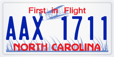 NC license plate AAX1711