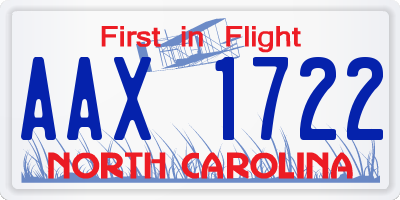 NC license plate AAX1722