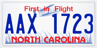 NC license plate AAX1723