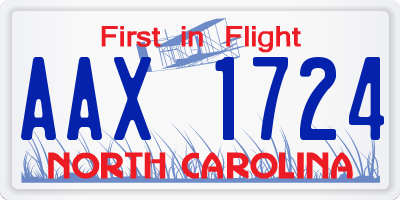 NC license plate AAX1724