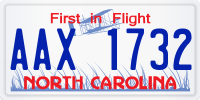 NC license plate AAX1732
