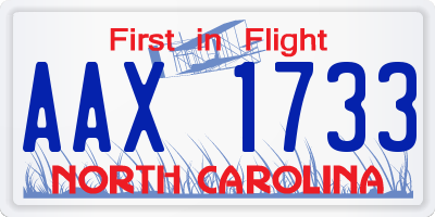 NC license plate AAX1733
