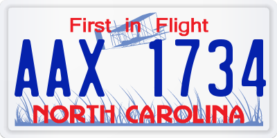 NC license plate AAX1734