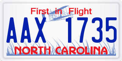 NC license plate AAX1735
