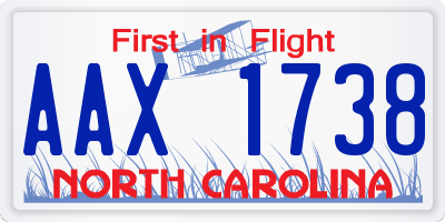 NC license plate AAX1738