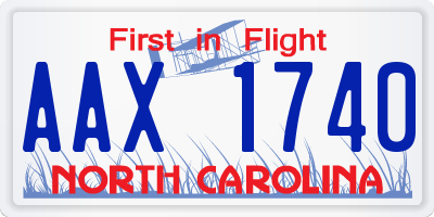 NC license plate AAX1740