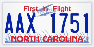 NC license plate AAX1751