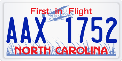 NC license plate AAX1752