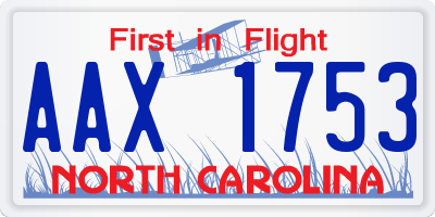 NC license plate AAX1753
