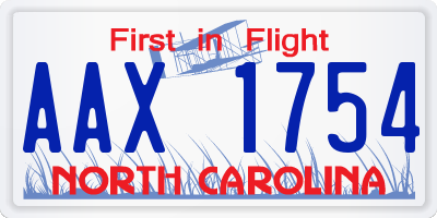 NC license plate AAX1754