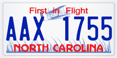 NC license plate AAX1755