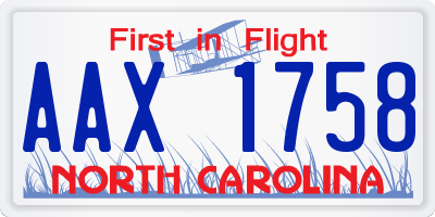 NC license plate AAX1758