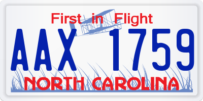 NC license plate AAX1759
