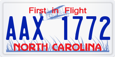 NC license plate AAX1772