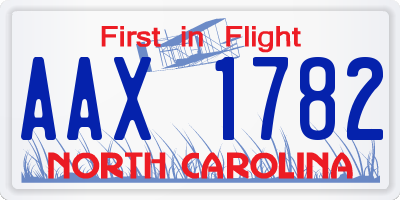 NC license plate AAX1782