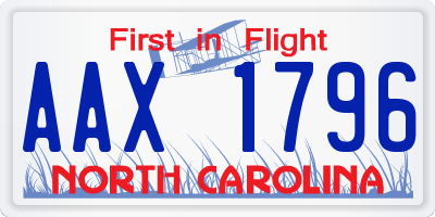 NC license plate AAX1796