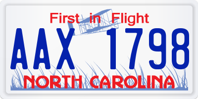 NC license plate AAX1798